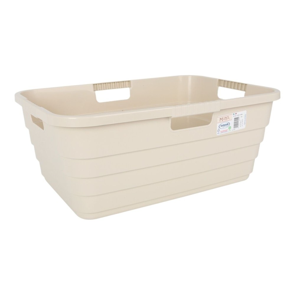 Laundry Basket Tontarelli Maya Beige Plastic 54,5 x 37,5 x 22 cm (12 Units)