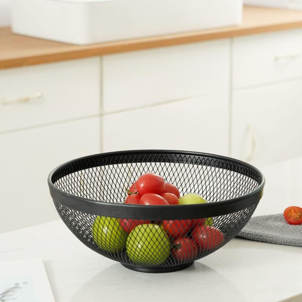 Fruit Bowl Confortime Black Metal 26 x 12,5 cm (12 Units)