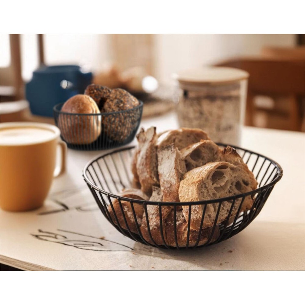 Breadbasket My Bar Black Metal Oval 25 x 13,5 x 9 cm (12 Units)