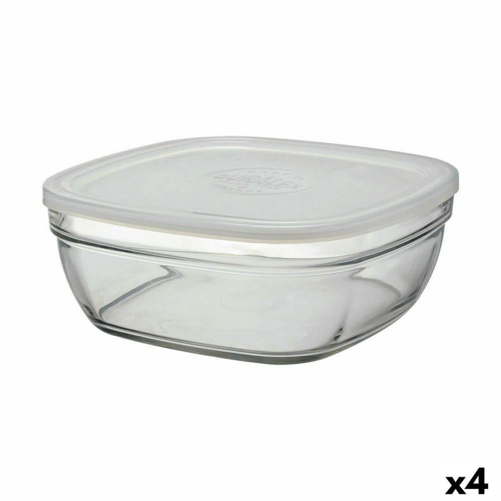 Square Lunch Box with Lid Duralex FreshBox 3 L 23 x 23 x 9 cm (4 Units) 