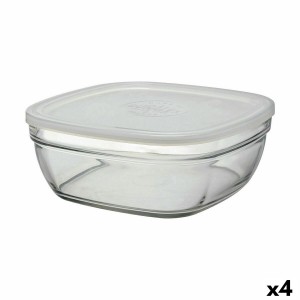 Square Lunch Box with Lid Duralex FreshBox 3 L 23 x 23 x 9 cm (4 Units) 