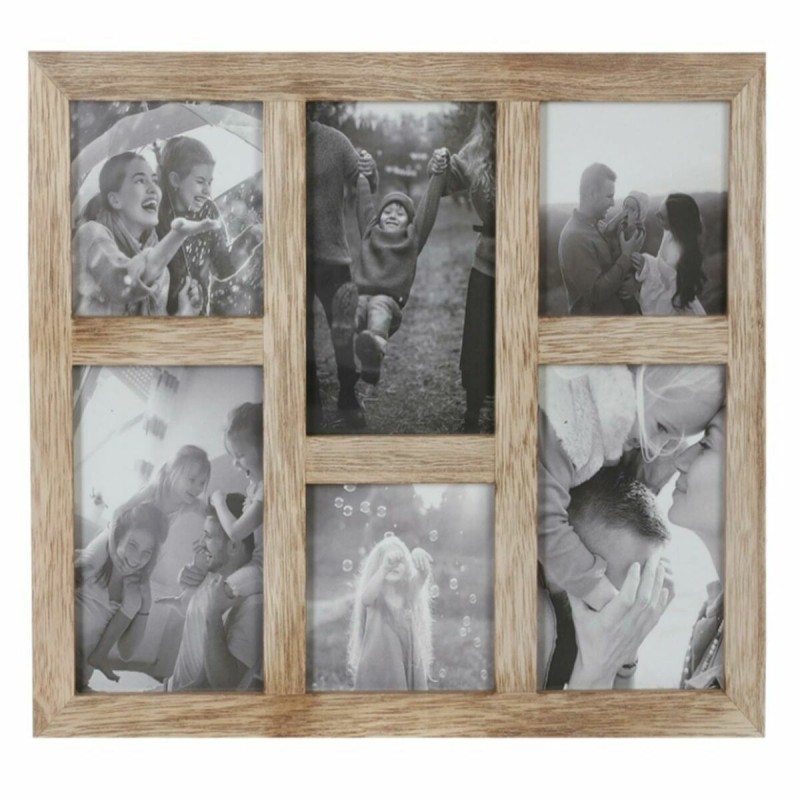 Fotorahmen DKD Home Decor 35 x 1,2 x 29 cm Kristall natürlich Berg Holz MDF