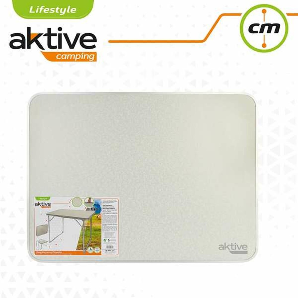 Folding Table Aktive White Steel MDF Wood 80 x 60 x 70 cm
