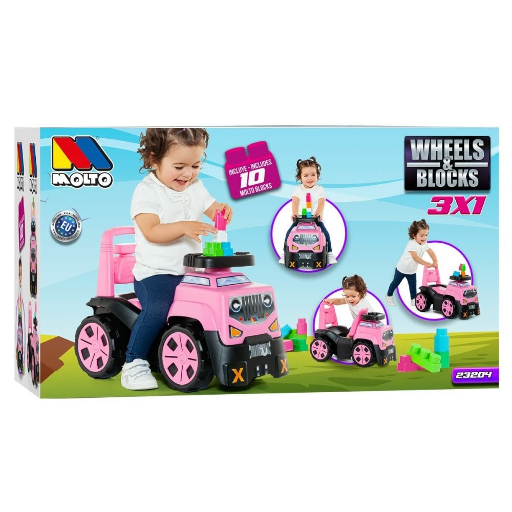 Tricycle Moltó 3x1 Wheels & Blocks 10 Pieces 89 cm Pink