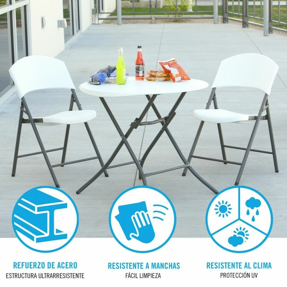 Table Piable Lifetime Blanc Ronde Acier Plastique 83 x 73,5 cm