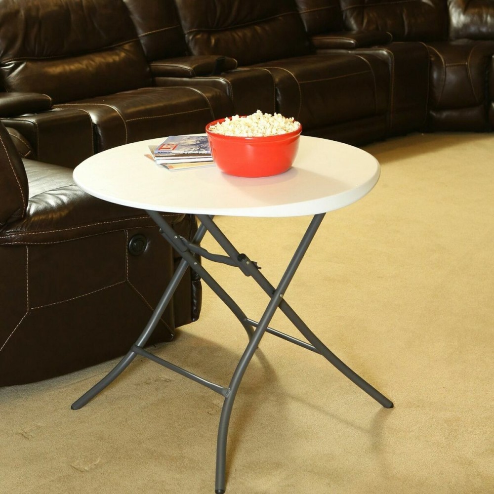 Table Piable Lifetime Blanc Ronde Acier Plastique 83 x 73,5 cm