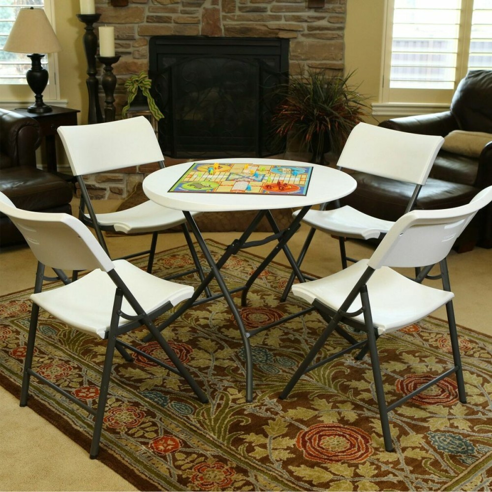 Table Piable Lifetime Blanc Ronde Acier Plastique 83 x 73,5 cm
