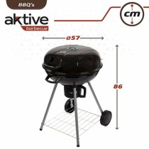 Coal Barbecue with Wheels Aktive Textilene 57 x 86 cm Black