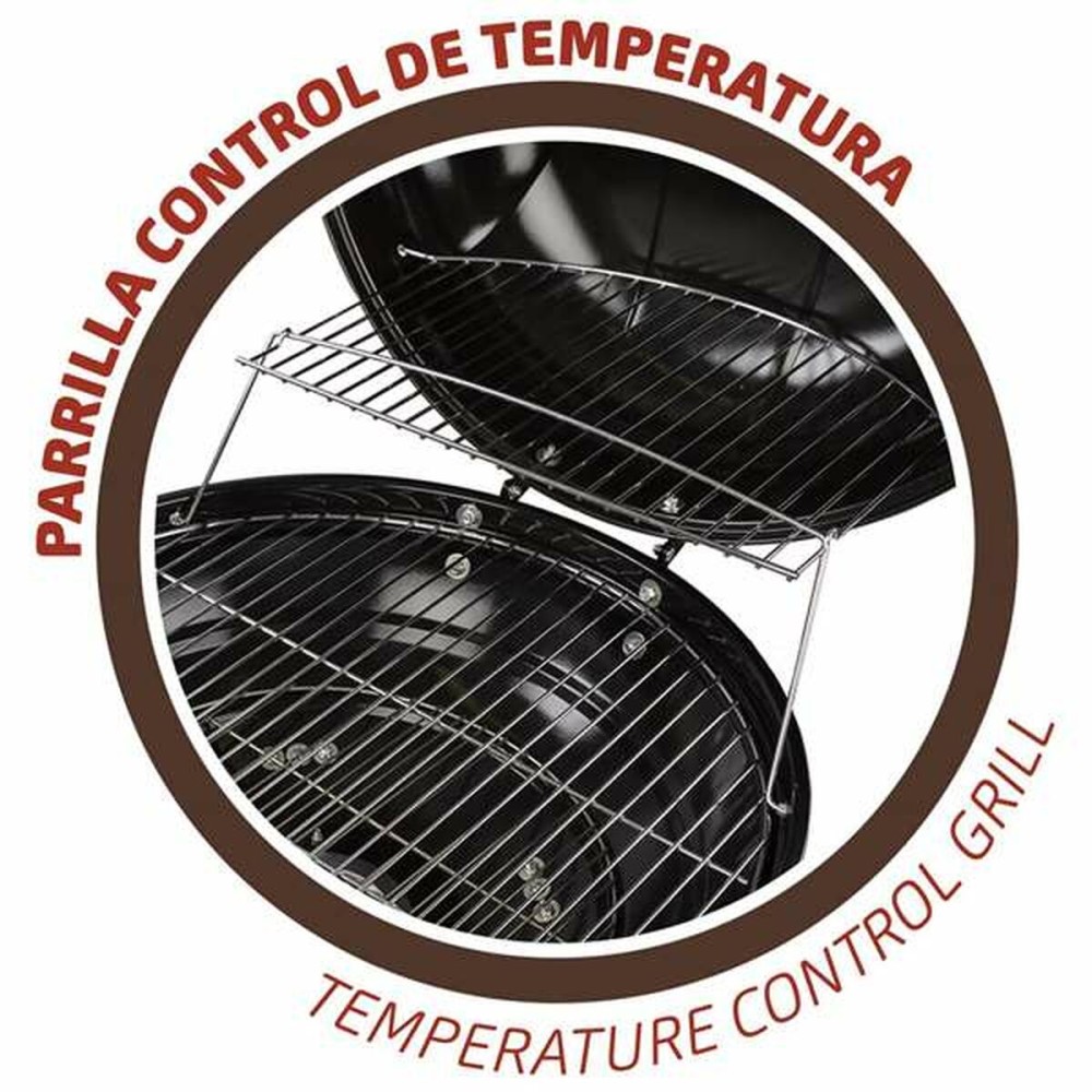 Coal Barbecue with Wheels Aktive Textilene 57 x 86 cm Black