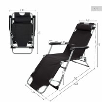 Reclining lounder Aktive Polyester 600D Steel Black 177 x 47 x 34 cm