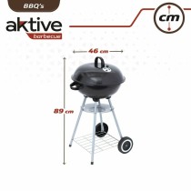 Coal Barbecue with Wheels Aktive 46 cm Circular Black With lid