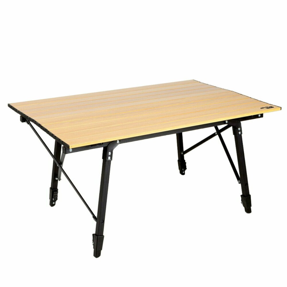 Folding Table Aktive 90 x 70 x 57 cm Camping Black Brown Aluminium