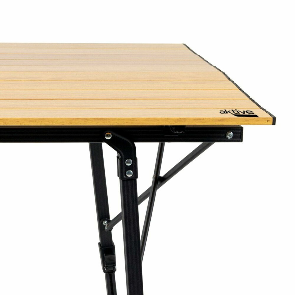 Folding Table Aktive 90 x 70 x 57 cm Camping Black Brown Aluminium