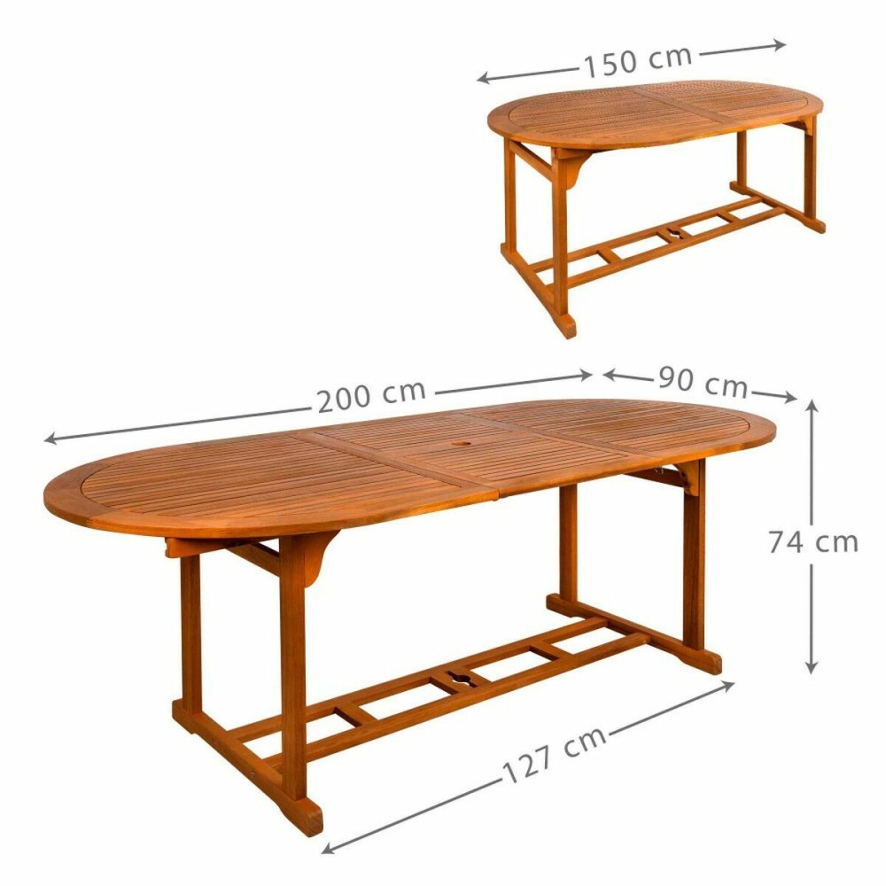 Table extensible Aktive Bois d'acacia Extensible Ovale 200 x 100 x 74 cm