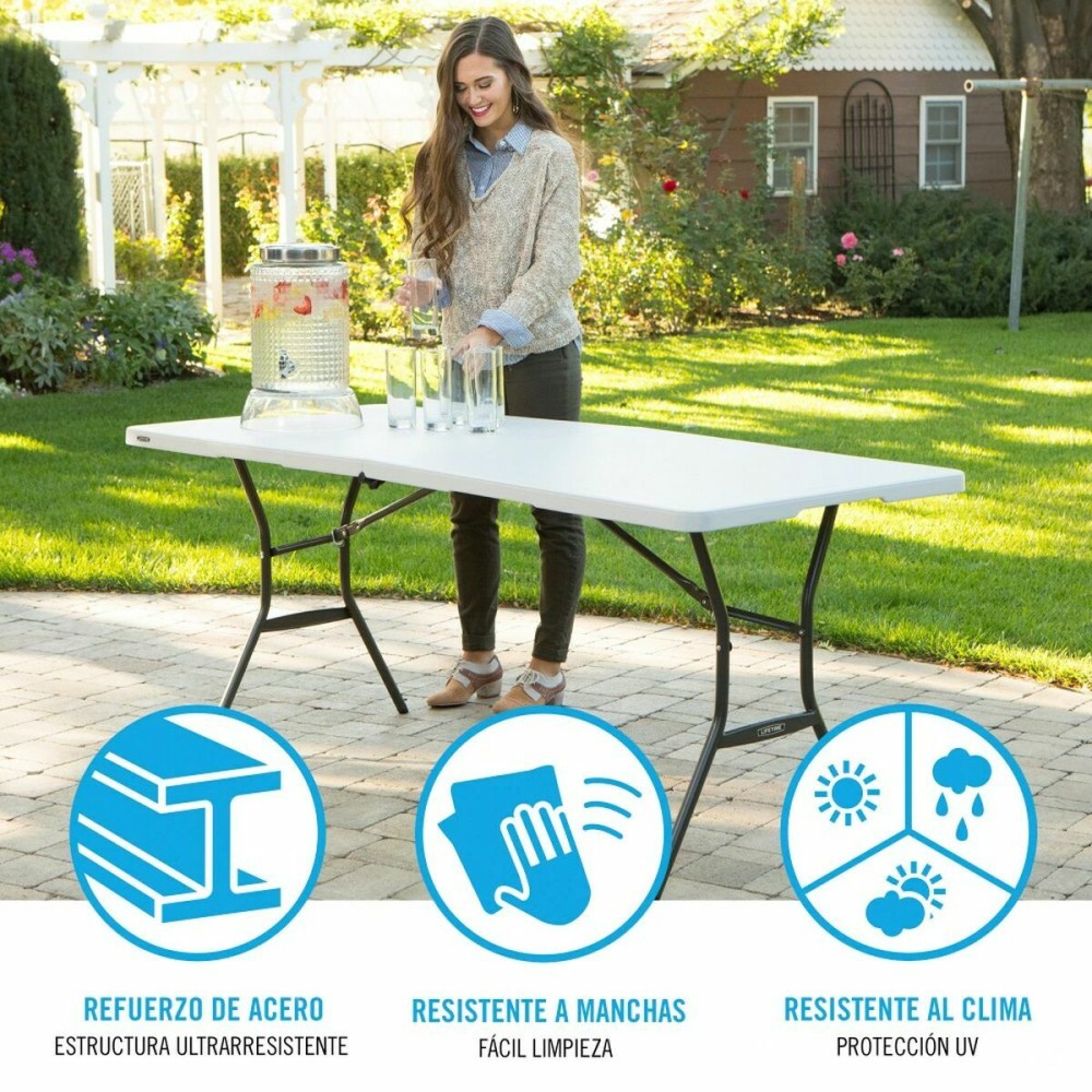 Table Piable Lifetime Blanc Rectangulaire Acier Plastique 185 x 76 x 74 cm
