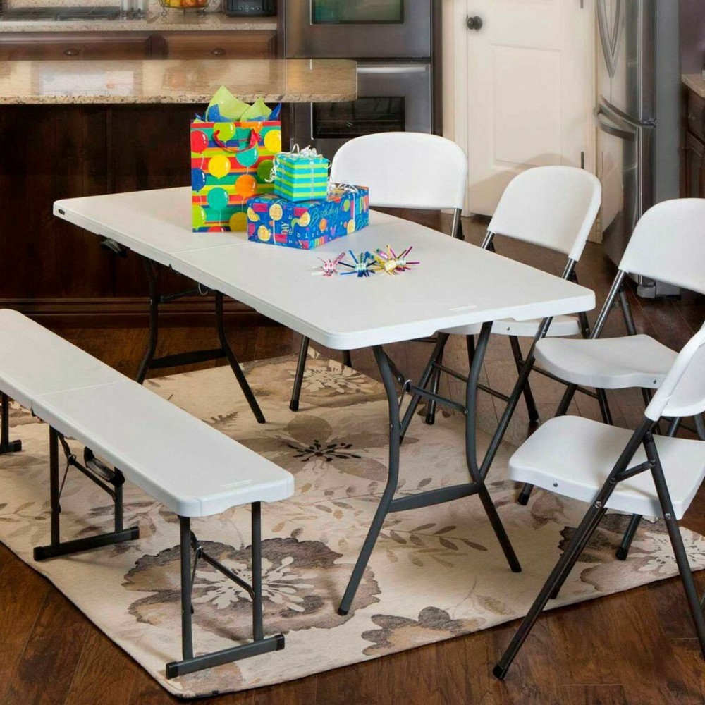 Table Piable Lifetime Blanc Rectangulaire Acier Plastique 185 x 76 x 74 cm