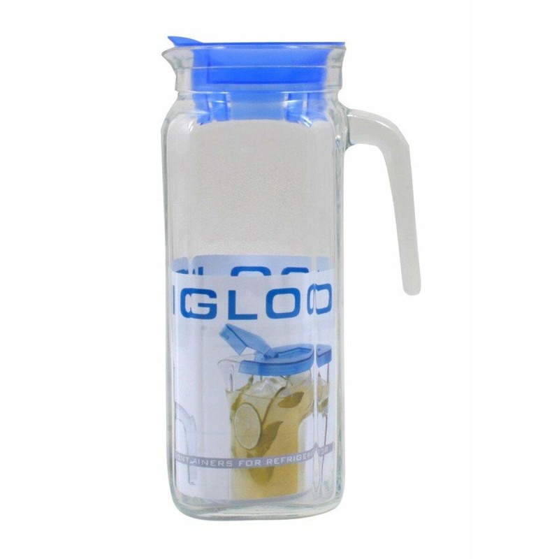 Jug Borgonovo Igloo Transparent Glass Blue 1,2 L (6 Units)