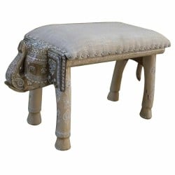 Bench DKD Home Decor Elephant White Natural Mango wood 65 x 31,7 x 38 cm