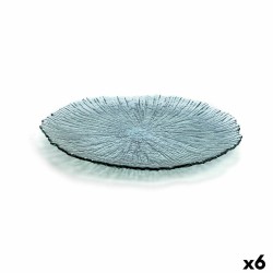 Flat plate Quid Mar de Viento Turquoise Glass (Ø 32 cm) (Pack 6x)