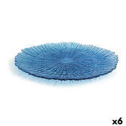 Flacher Teller Quid Mar De Viento Blau Glas Ø 32 cm (6 Stück) (Pack 6x)