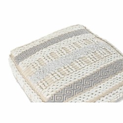 Coussin DKD Home Decor De Sol Blanc Gris Carré Boho 60 x 60 x 25 cm