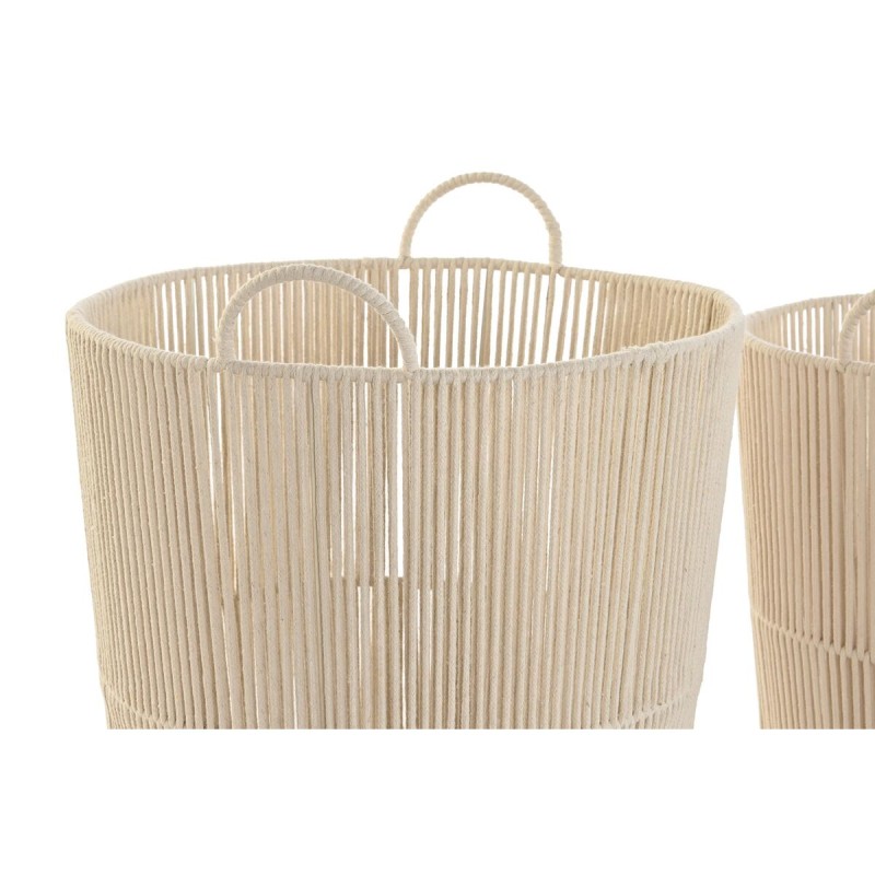 Set de basket DKD Home Decor Beige Métal 42 x 42 x 51 cm 3 Pièces