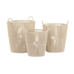 Korb-Set DKD Home Decor Beige Metall 42 x 42 x 51 cm 3 Stücke