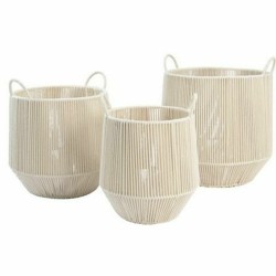 Set de basket DKD Home Decor Beige Métal 38 x 38 x 45 cm 3 Pièces