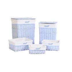 Lot de paniers DKD Home Decor Bleu Celeste osier Enfant 44 x 34 x 56 cm (5 Pièces)