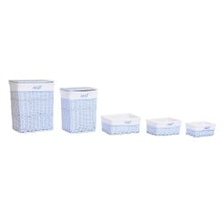 Lot de paniers DKD Home Decor Bleu Celeste osier Enfant 44 x 34 x 56 cm (5 Pièces)