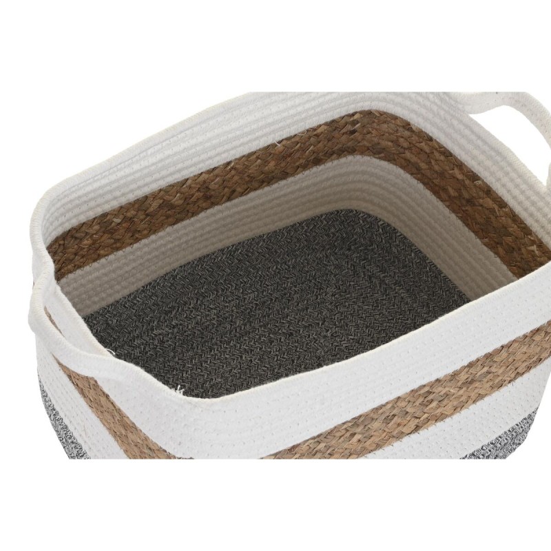 Set de basket DKD Home Decor Blanc Fibre naturelle 36 x 27 x 27 cm 3 Pièces