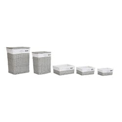 Set of Baskets DKD Home Decor Grey wicker 44 x 34 x 56 cm (5 Pieces)