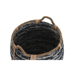 Set de basket DKD Home Decor Blanc Noir Boho 56 x 56 x 60 cm 52 x 52 x 60 cm Plastique 3 Pièces