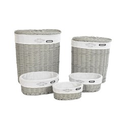 Lot de paniers DKD Home Decor Blanc Gris osier 51 x 37 x 56 cm 52 x 38 x 57 cm (5 Pièces)