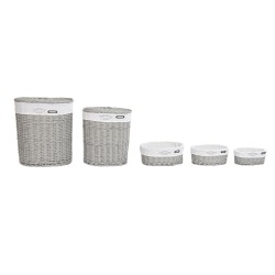 Lot de paniers DKD Home Decor Blanc Gris osier 51 x 37 x 56 cm 52 x 38 x 57 cm (5 Pièces)