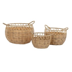 Basket set DKD Home Decor Natural Metal Polyethylene 38 x 38 x 34 cm 38 x 38 x 27 cm 3 Pieces