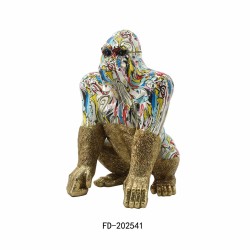 Figurine Décorative DKD Home Decor 28,5 x 26,5 x 41 cm Doré Multicouleur Gorille