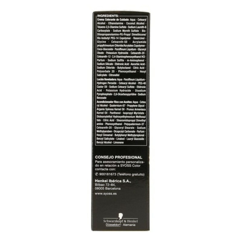 Teinture permanente Syoss Olio Intense Sans ammoniaque Nº 1,10 Noir Intense