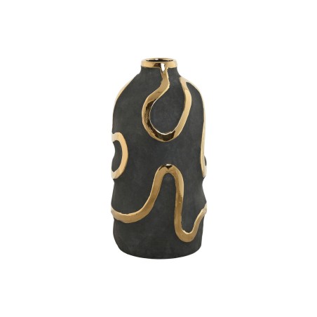 Vase Home ESPRIT Grau Gold Steingut abstrakt Moderne 17 x 17 x 35 cm