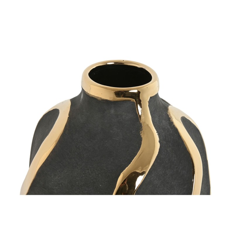 Vase Home ESPRIT Grau Gold Steingut abstrakt Moderne 17 x 17 x 35 cm