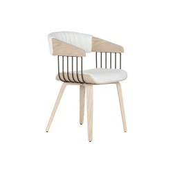 Dining Chair Home ESPRIT White Polyester Wood 51 x 55 x 76,5 cm