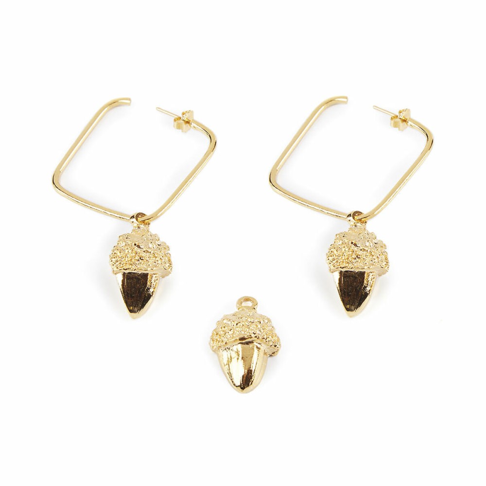 Ladies' Earrings Shabama Brass Acorn Flash gold-plated 3 cm