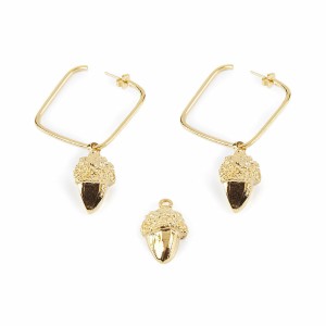 Ladies' Earrings Shabama Brass Acorn Flash gold-plated 3 cm