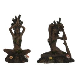 Figurine Décorative Home ESPRIT Marron Yoga Indien 13 x 6 x 16 cm (2 Unités)