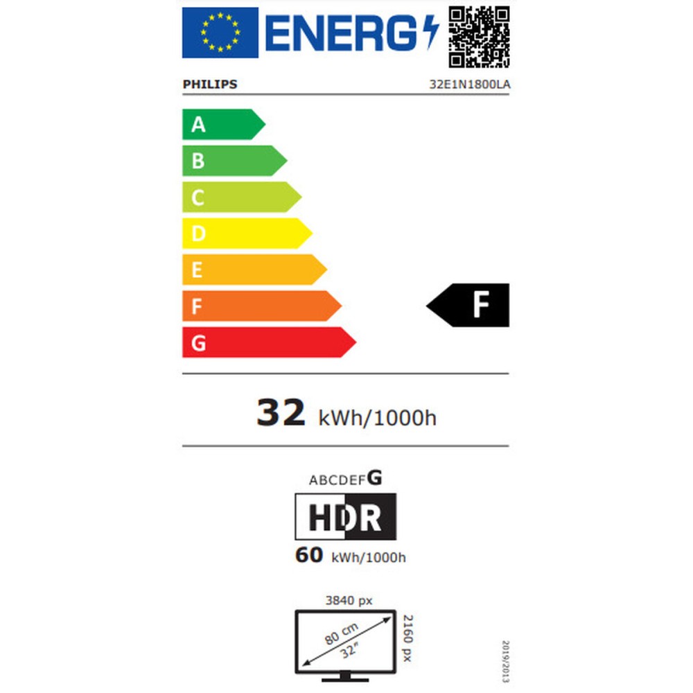 Écran Philips 32E1N1800LA/00 4K Ultra HD 31,5" 60 Hz 50-60 Hz