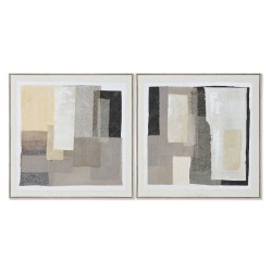 Cadre Home ESPRIT Noir Beige Abstrait Urbaine 82 x 3,8 x 82 cm (2 Unités)