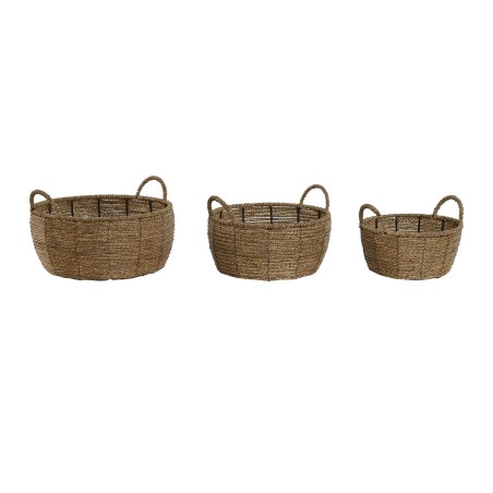 Set de pots de fleurs Home ESPRIT Marron Métal Fibre Tropical 34 x 33 x 15 cm