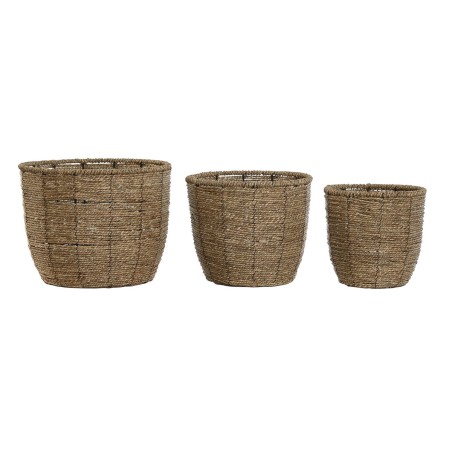 Set de pots de fleurs Home ESPRIT Marron Fibre Tropical 31 x 31 x 24 cm