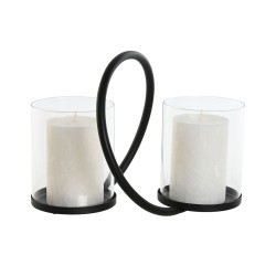 Candleholder Home ESPRIT Black Silver Metal Crystal 24 x 19 x 18 cm (2 Units)