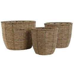 Set de pots de fleurs Home ESPRIT Marron Fibre Tropical 31 x 31 x 24 cm